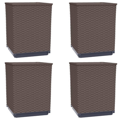 Berkfield Planters 4 pcs Brown 30x30x37 cm Polypropylene