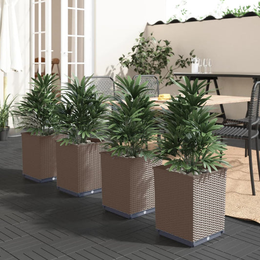 Berkfield Planters 4 pcs Brown 30x30x37 cm Polypropylene