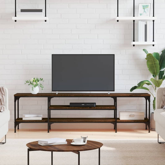 Berkfield TV Cabinet Brown Oak 161x35x45 cm Engineered Wood&Iron