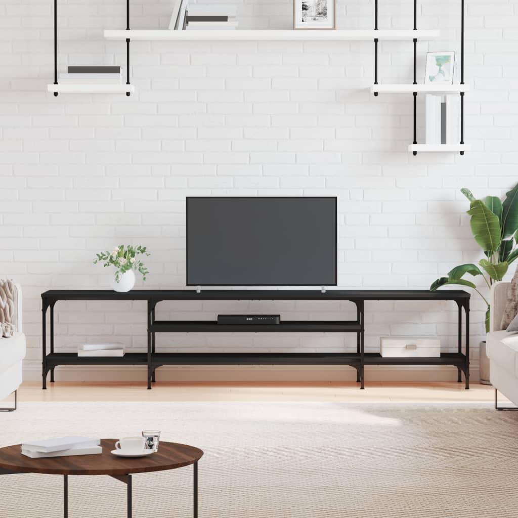 Berkfield TV Cabinet Black 201x35x45 cm Engineered Wood&Iron