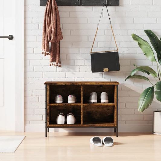 Berkfield Shoe Cabinet Smoked Oak 69x35x50 cm Engineered Wood