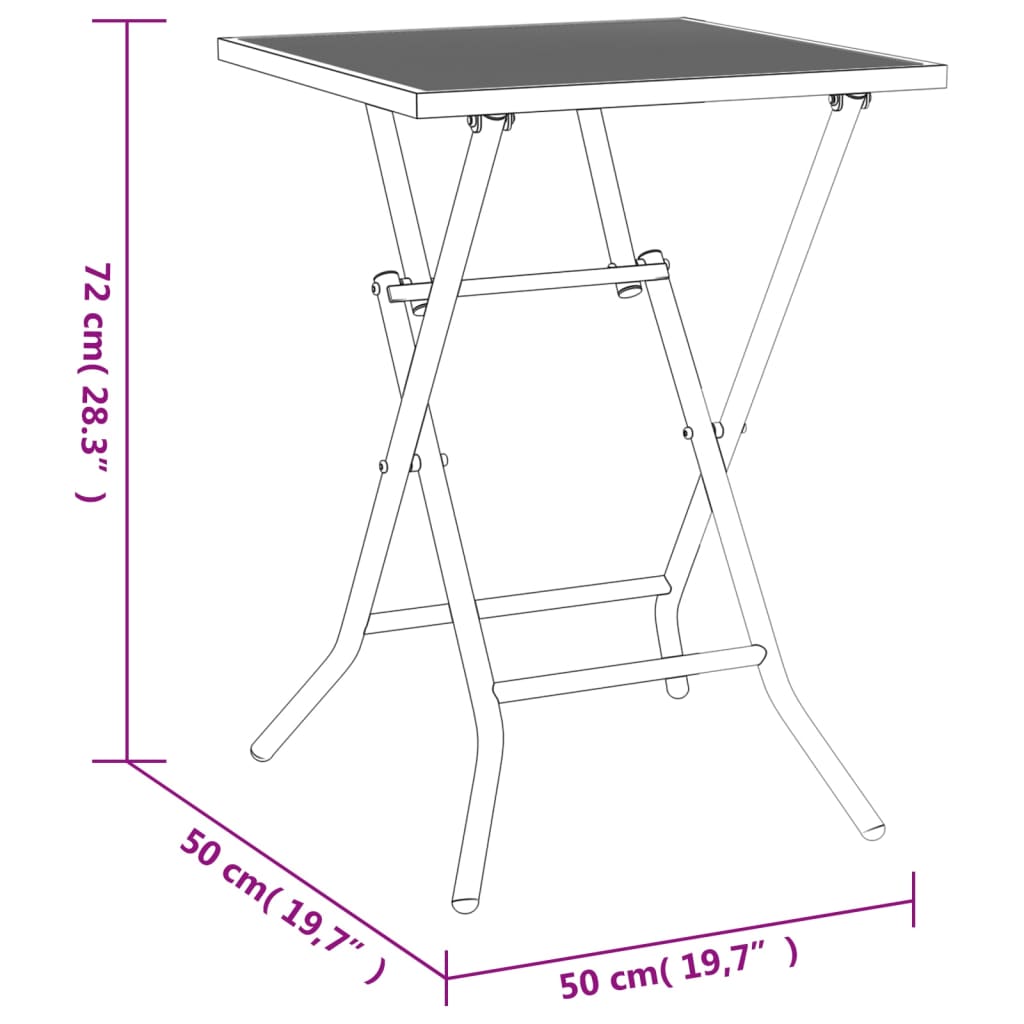 Berkfield Folding Garden Table Anthracite 50x50x72 cm Steel Mesh