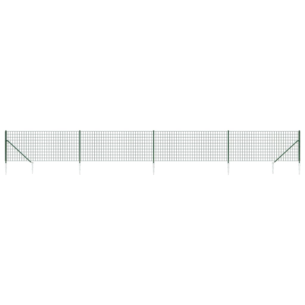 Berkfield Wire Mesh Fence with Spike Anchors Green 1x10 m
