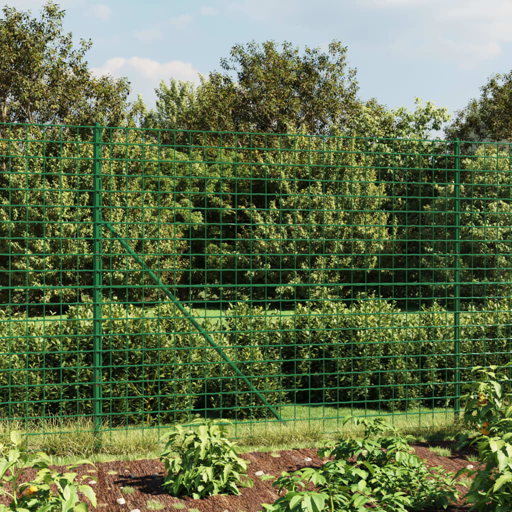 Berkfield Wire Mesh Fence with Spike Anchors Green 1.4x25 m