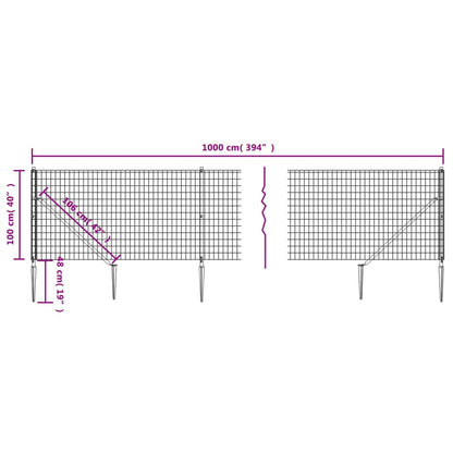 Berkfield Wire Mesh Fence with Spike Anchors Anthracite 1x10 m