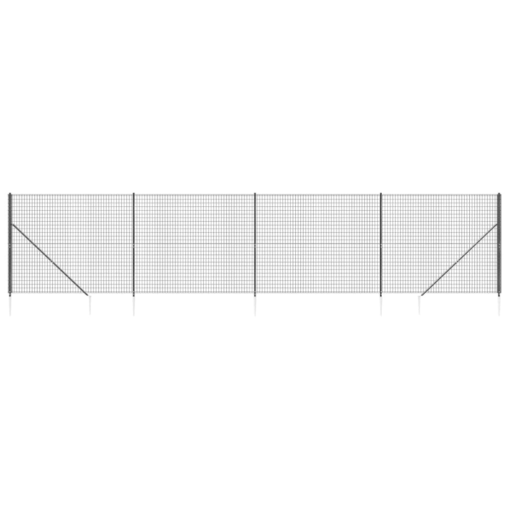 Berkfield Wire Mesh Fence with Spike Anchors Anthracite 1.4x10 m