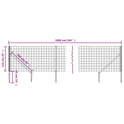 Berkfield Wire Mesh Fence with Spike Anchors Anthracite 1.1x10 m