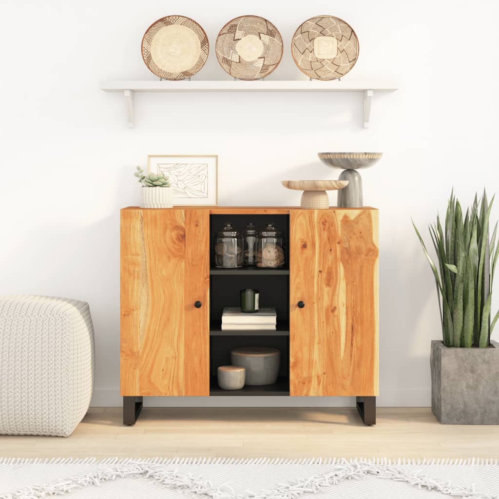 Berkfield Sideboard with 2 Doors 90x33x75 cm Solid Wood Acacia