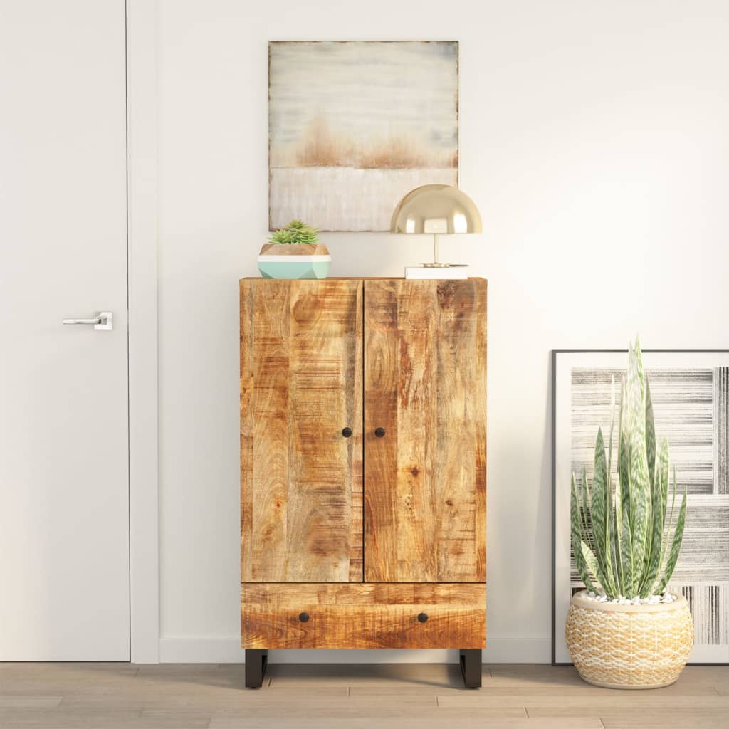 Berkfield Highboard with Drawer 60x33x100 cm Solid Wood Mango&Iron
