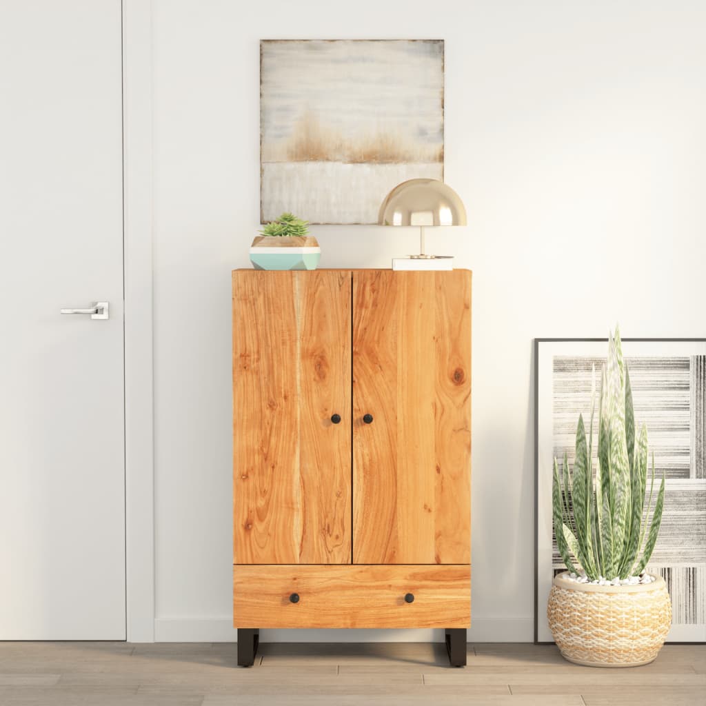 Berkfield Highboard with Drawer 60x33x100 cm Solid Wood Acacia&Iron