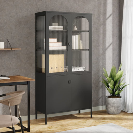 Berkfield Highboard Black 90x40x180 cm Glass and Steel