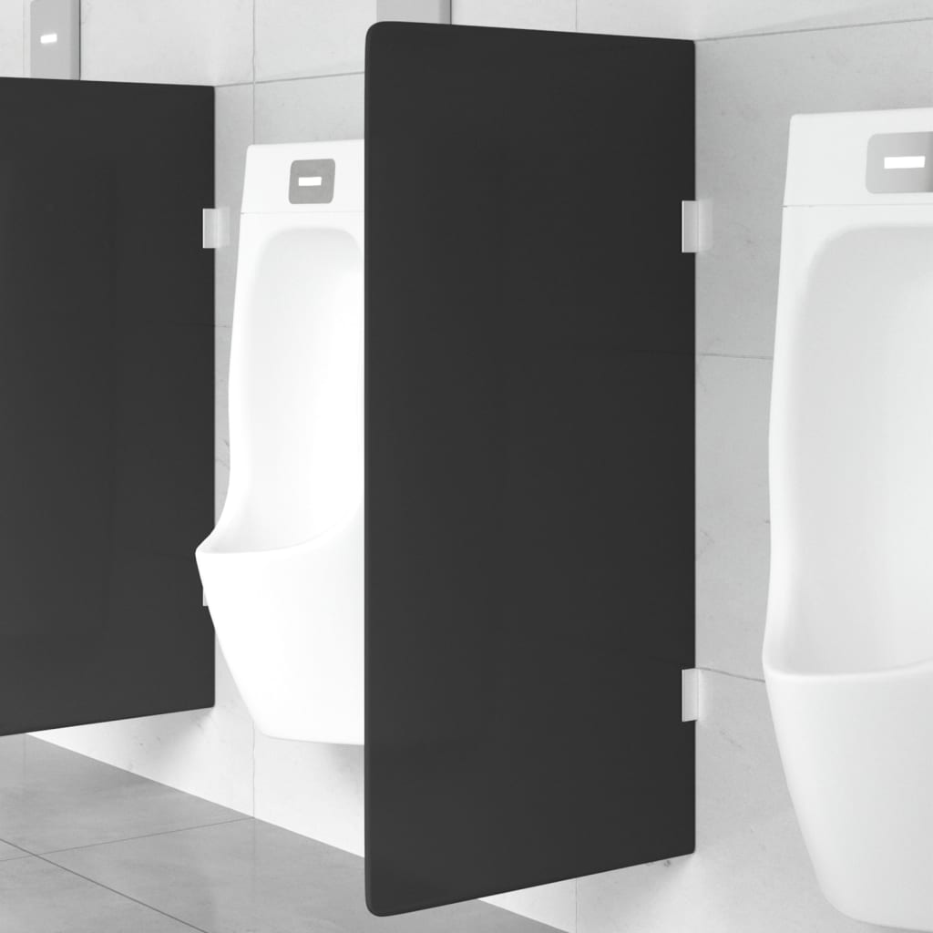 Berkfield Wall-mounted Urinal Privacy Screen Black 90x40 cm Tempered Glass