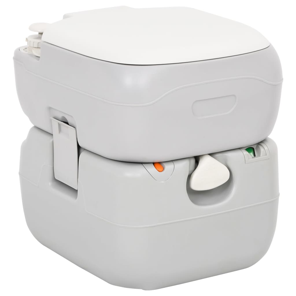 Berkfield Portable Camping Toilet Grey and White 22+12 L HDPE