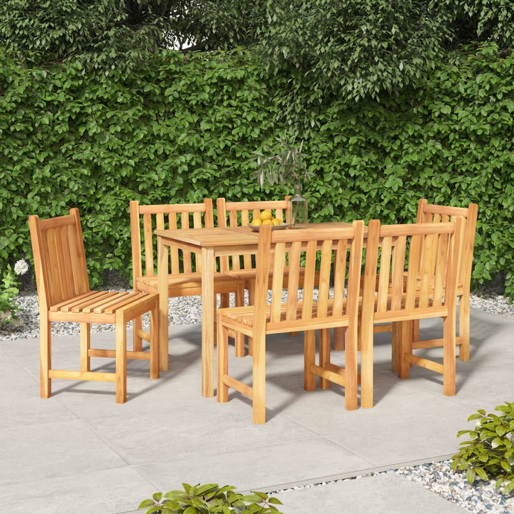 Berkfield 7 Piece Garden Dining Set Solid Wood Teak