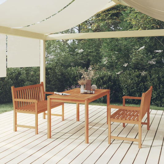 Berkfield 3 Piece Garden Dining Set Solid Wood Teak