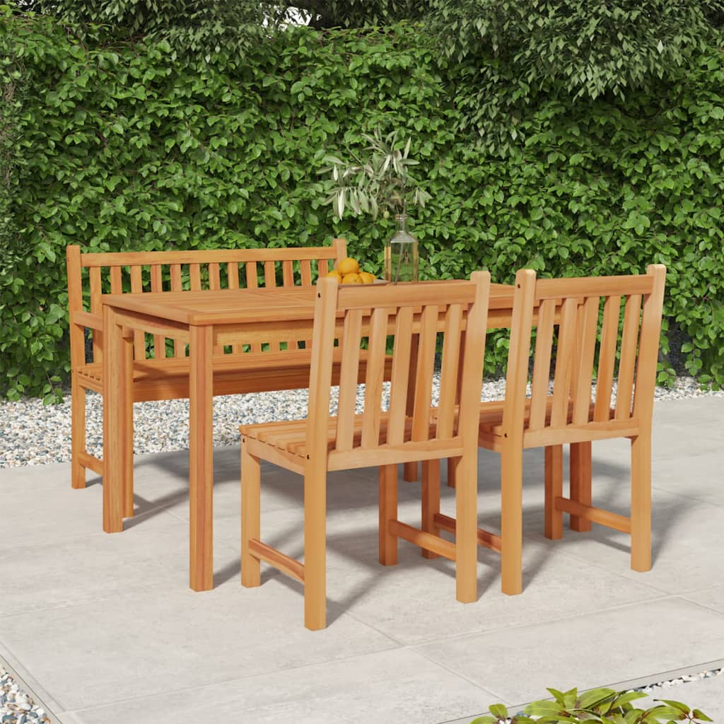 Berkfield 4 Piece Garden Dining Set Solid Wood Teak
