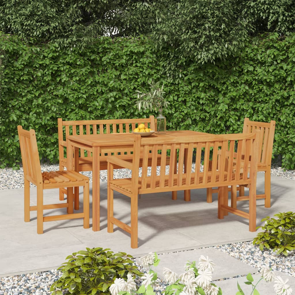 Berkfield 5 Piece Garden Dining Set Solid Wood Teak