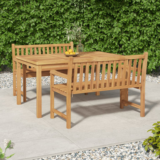 Berkfield 3 Piece Garden Dining Set Solid Wood Teak