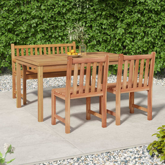 Berkfield 4 Piece Garden Dining Set Solid Wood Teak