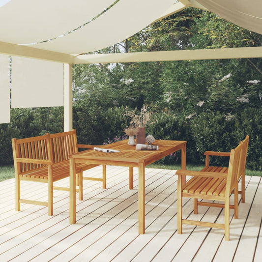 Berkfield 3 Piece Garden Dining Set Solid Wood Teak