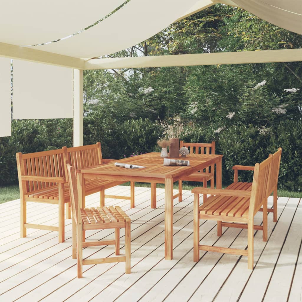 Berkfield 5 Piece Garden Dining Set Solid Wood Teak