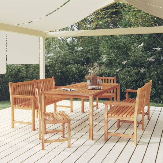 Berkfield 5 Piece Garden Dining Set Solid Wood Teak