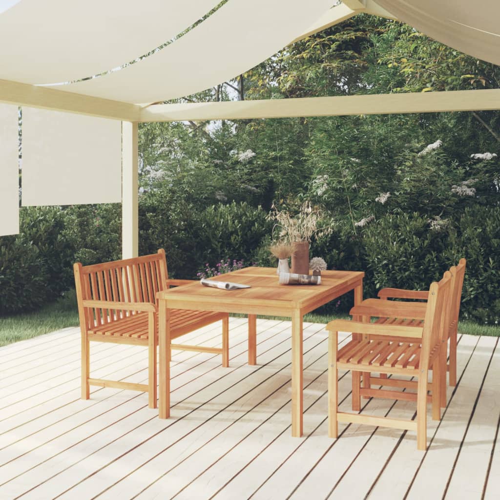 Berkfield 4 Piece Garden Dining Set Solid Wood Teak