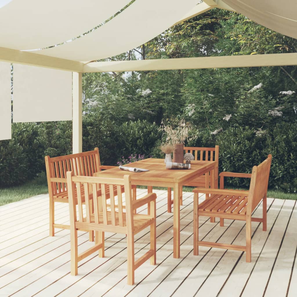 Berkfield 5 Piece Garden Dining Set Solid Wood Teak