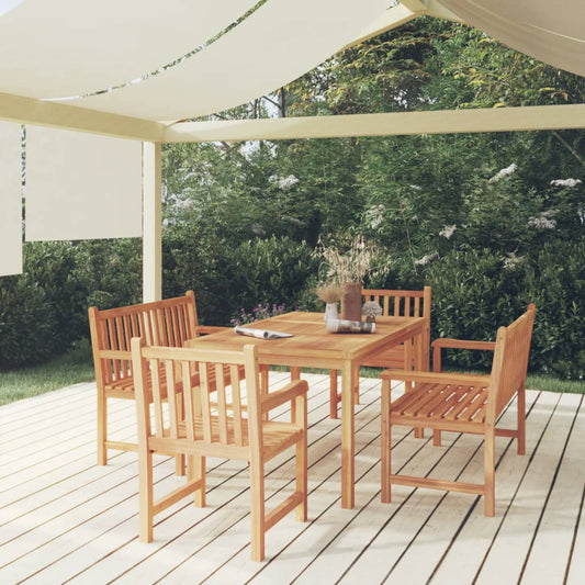 Berkfield 5 Piece Garden Dining Set Solid Wood Teak