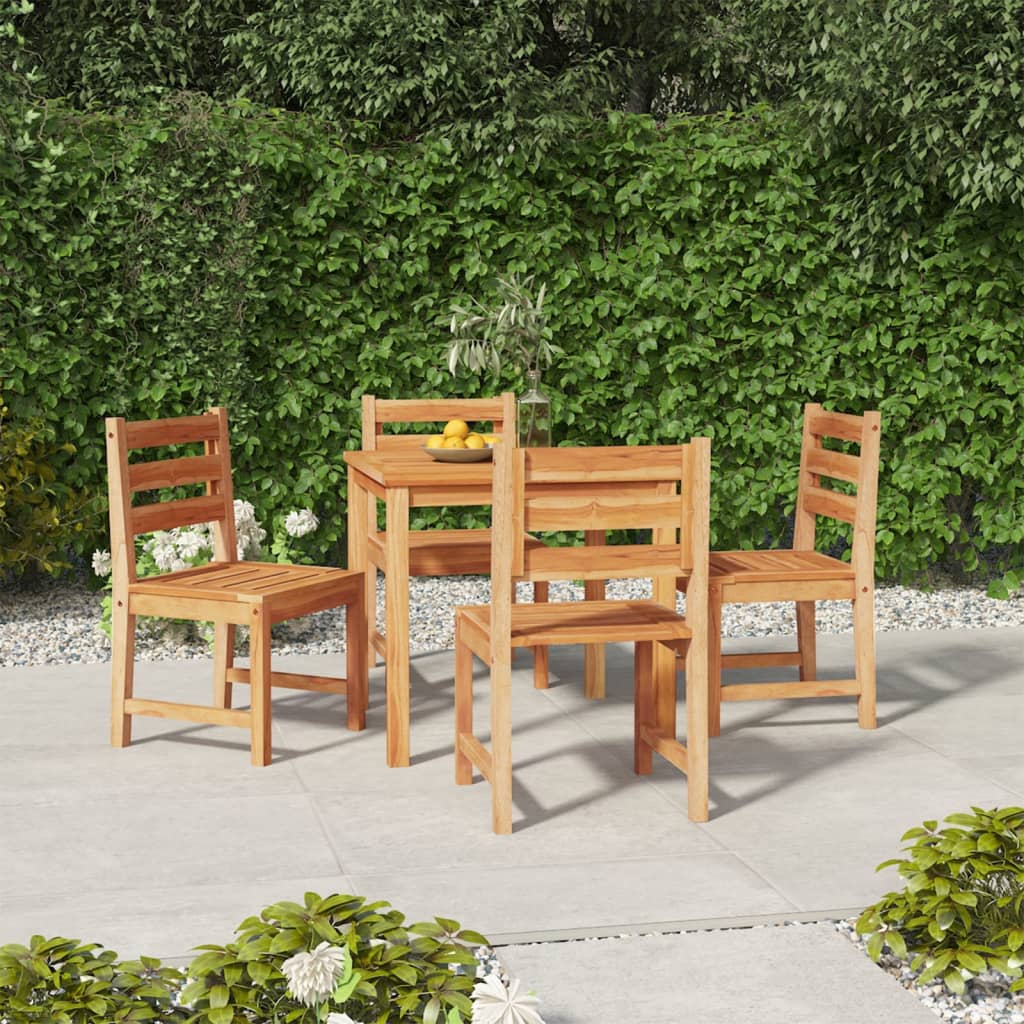 Berkfield 5 Piece Garden Dining Set Solid Wood Teak