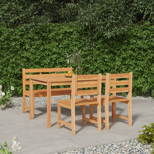 Berkfield 4 Piece Garden Dining Set Solid Wood Teak