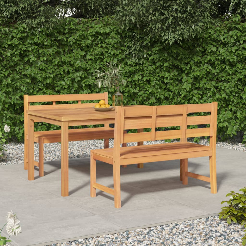 Berkfield 3 Piece Garden Dining Set Solid Wood Teak