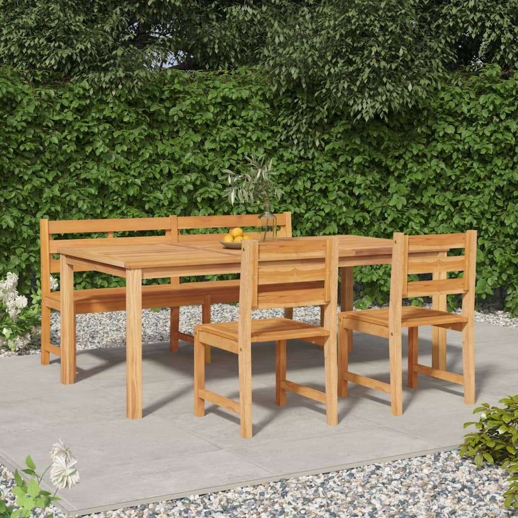 Berkfield 4 Piece Garden Dining Set Solid Wood Teak