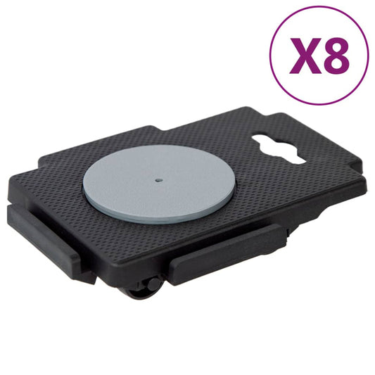 Berkfield Moving Dollies with 8 Wheels 8 pcs Black Polypropylene 150 kg