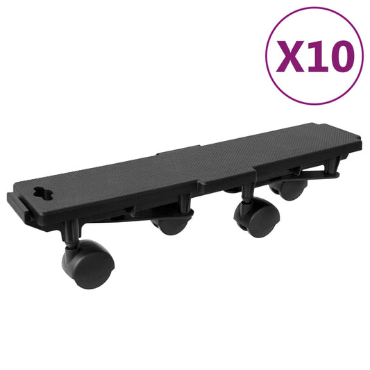 Berkfield Moving Dollies with 4 Wheels 10 pcs Black Polypropylene 170 kg