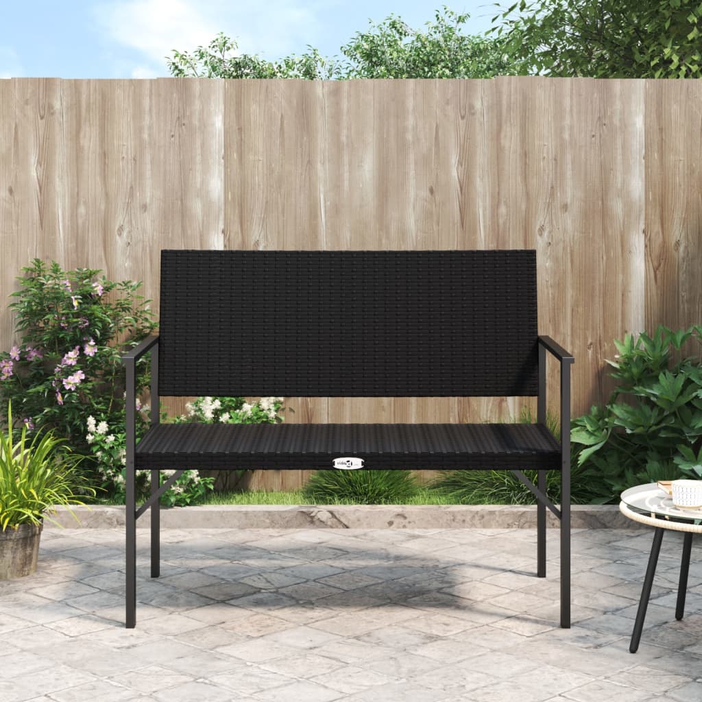 Berkfield 2-Seater Garden Bench Black Poly Rattan