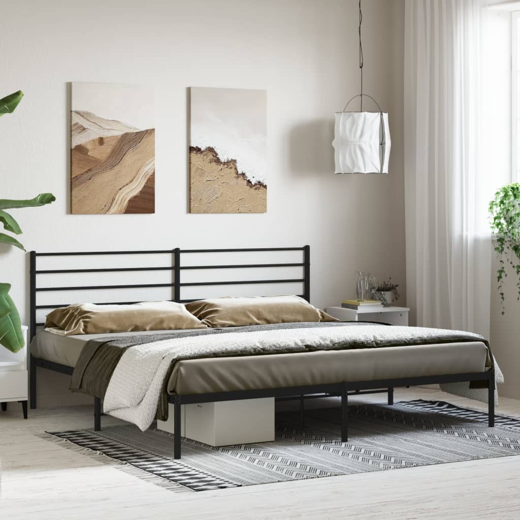 Berkfield Metal Bed Frame with Headboard Black 180x200 cm 6FT Super King