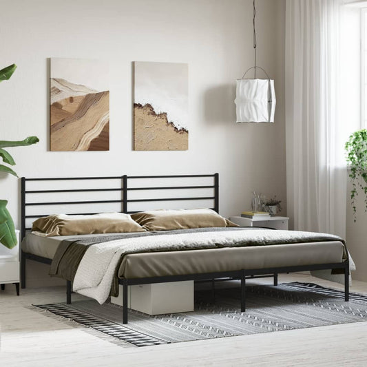 Berkfield Metal Bed Frame with Headboard Black 180x200 cm 6FT Super King