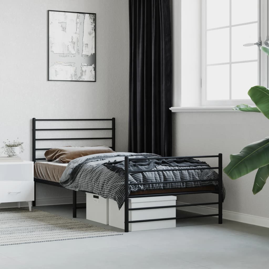 Berkfield Metal Bed Frame with Headboard and Footboard Black 80x200 cm