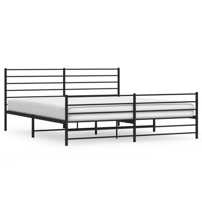 Berkfield Metal Bed Frame with Headboard and Footboard Black 180x200 cm 6FT Super King