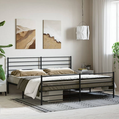Berkfield Metal Bed Frame with Headboard and Footboard Black 180x200 cm 6FT Super King