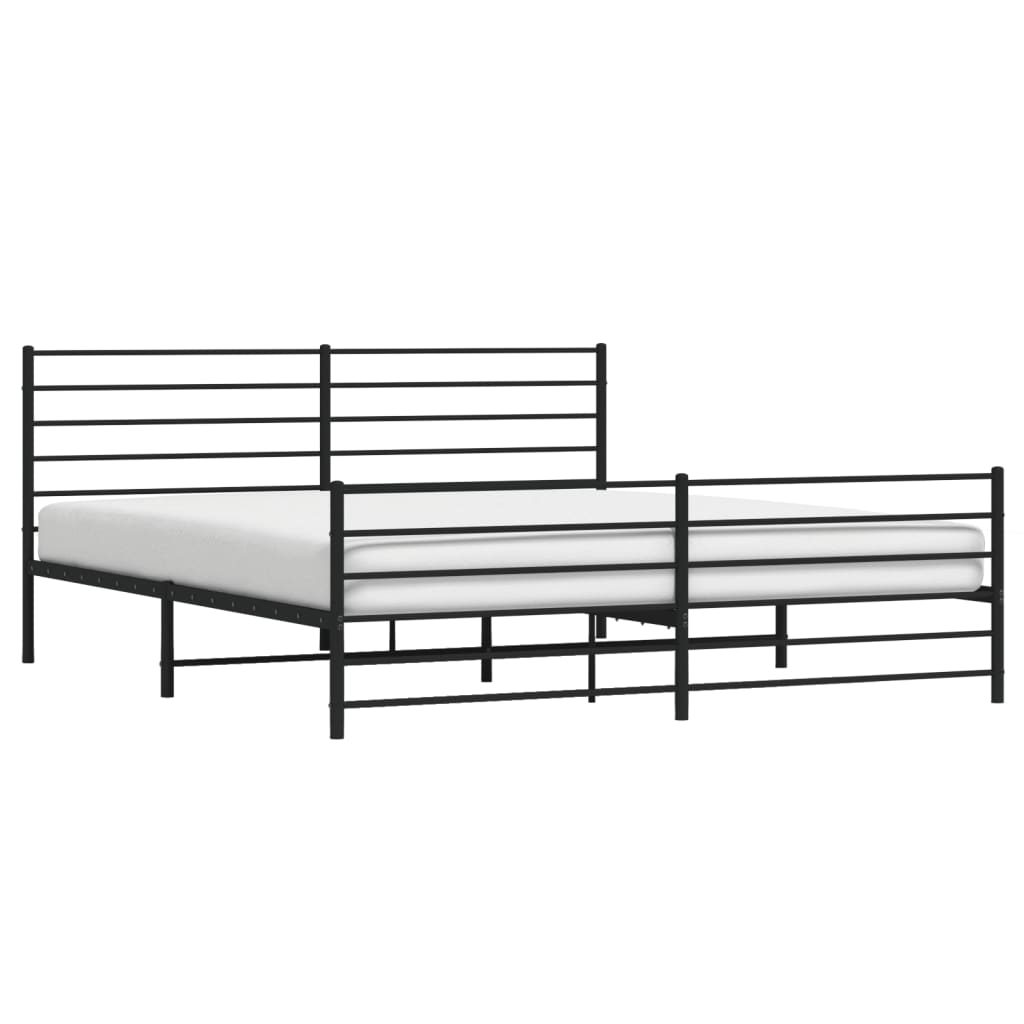 Berkfield Metal Bed Frame with Headboard and Footboard Black 180x200 cm 6FT Super King