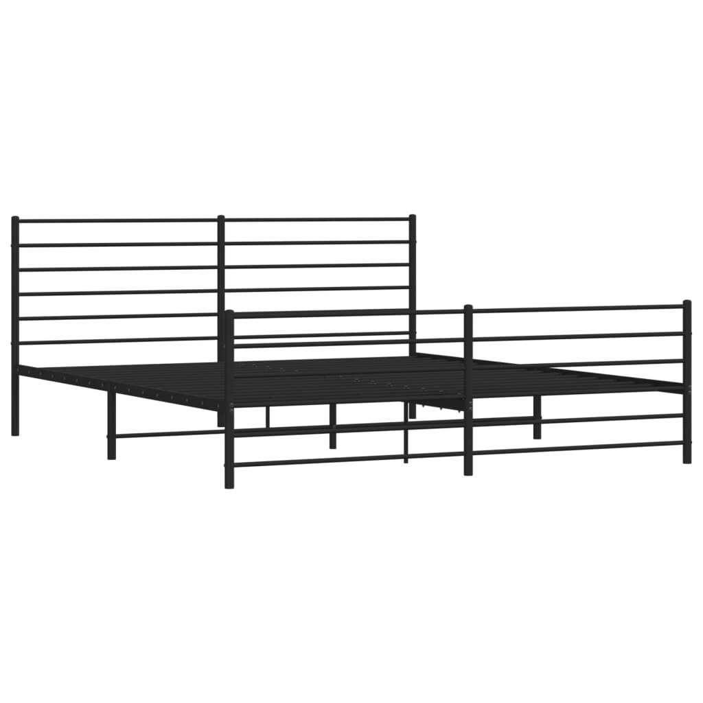 Berkfield Metal Bed Frame with Headboard and Footboard Black 180x200 cm 6FT Super King