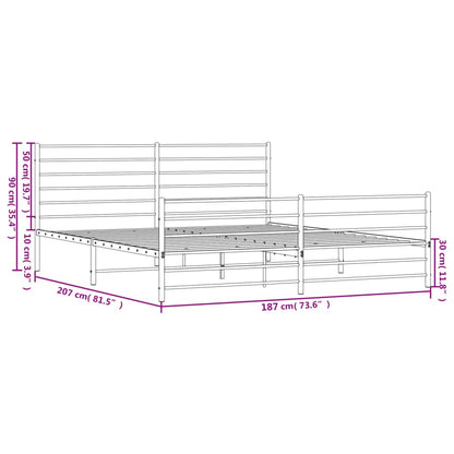 Berkfield Metal Bed Frame with Headboard and Footboard Black 180x200 cm 6FT Super King