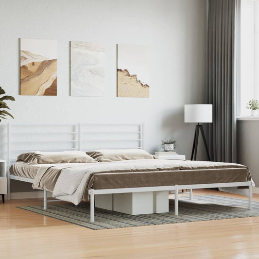 Berkfield Metal Bed Frame with Headboard White 180x200 cm 6FT Super King