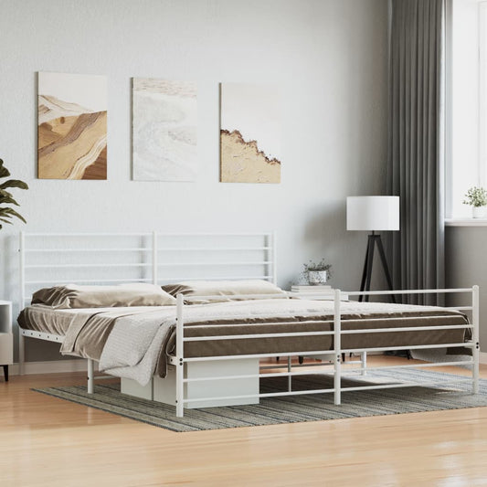 Berkfield Metal Bed Frame with Headboard and Footboard White 183x213 cm