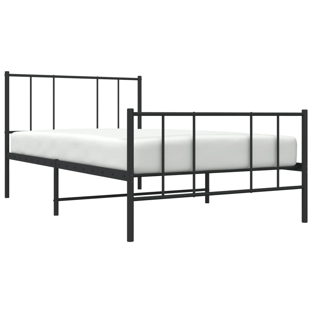 Berkfield Metal Bed Frame with Headboard and Footboard Black 90x200 cm