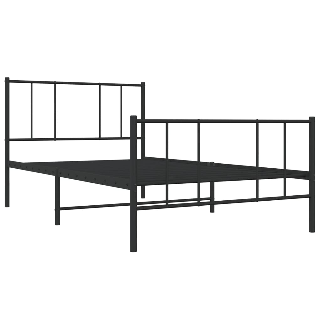 Berkfield Metal Bed Frame with Headboard and Footboard Black 90x200 cm