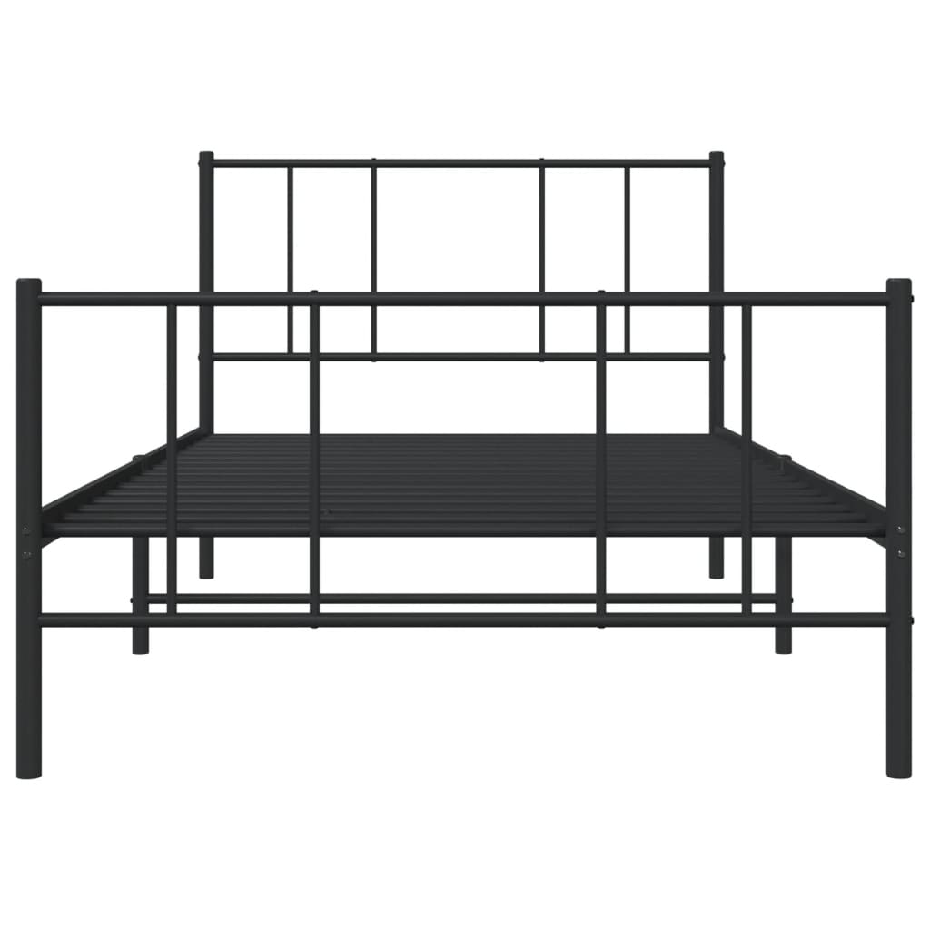 Berkfield Metal Bed Frame with Headboard and Footboard Black 90x200 cm