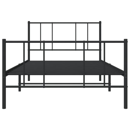 Berkfield Metal Bed Frame with Headboard and Footboard Black 90x200 cm